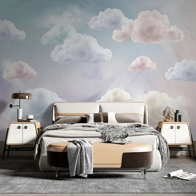 Babykamer Behang Wolken - 3D Reliëf / 1 vierkante meter