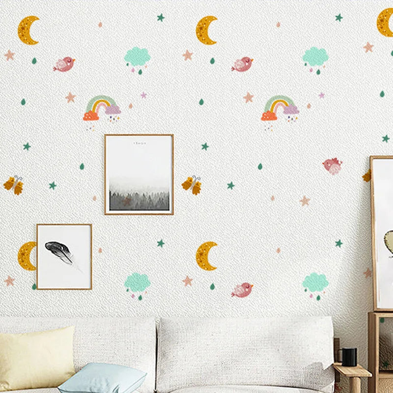 Behang Babykamer Regenboog - 3D-reliëf / 50cm x 5M