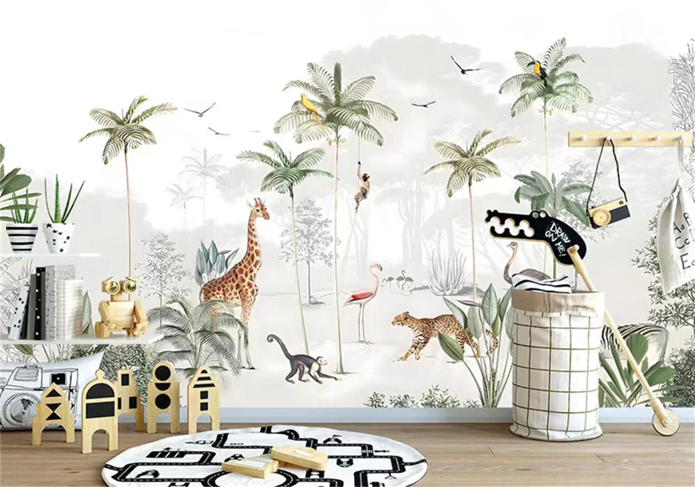 Behang Kinderkamer Jungle - 1 vierkante meter / mat canvas