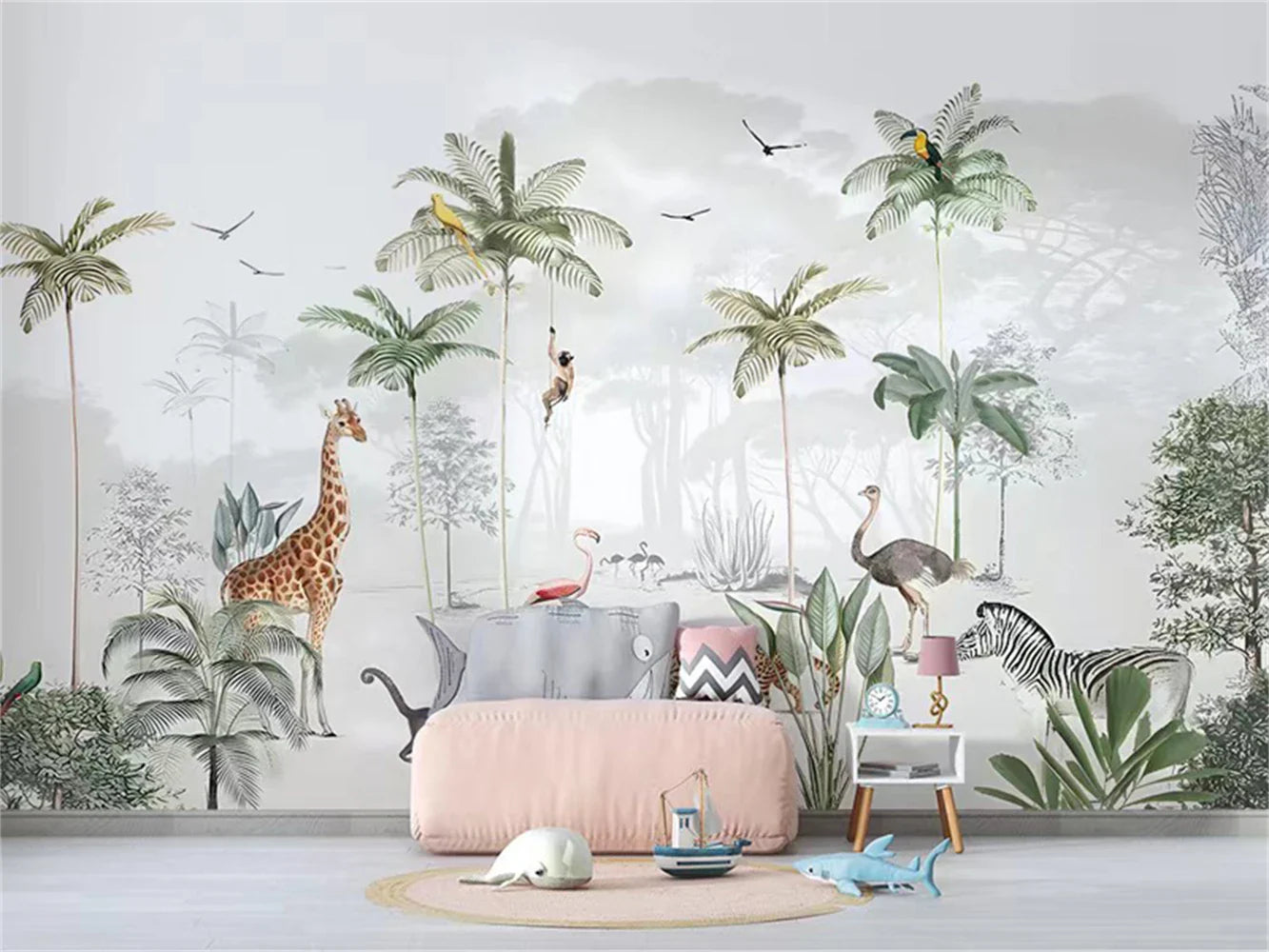 Behang Kinderkamer Jungle - 1 vierkante meter / mat canvas