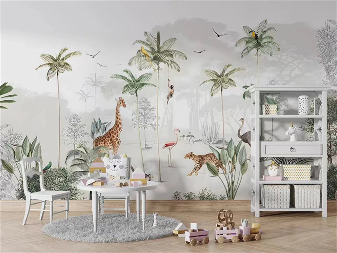 Behang Kinderkamer Jungle - 1 vierkante meter / mat canvas