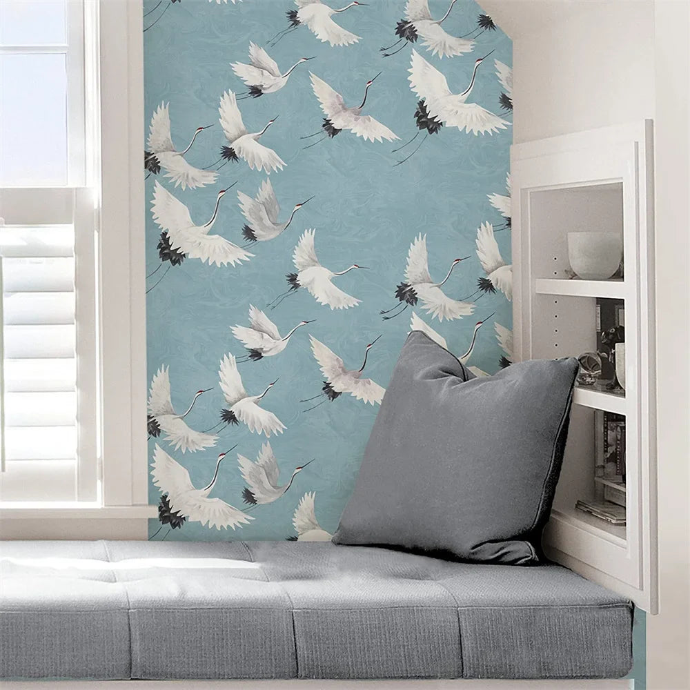 Behang met Vogeltjes - 1 vierkante meter / mat canvas