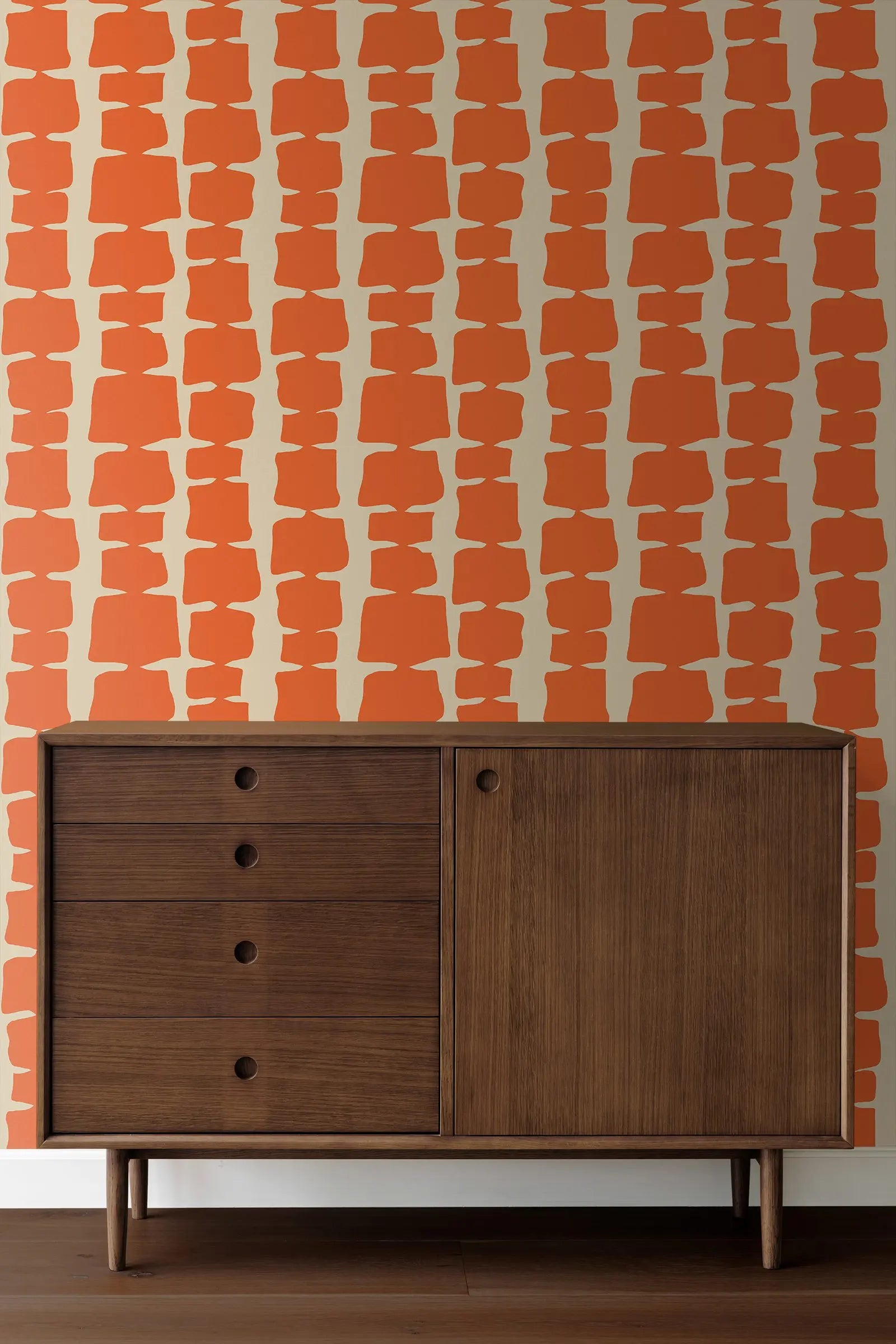 Behang Retro Oranje - Vlies / 50cm x 300cm