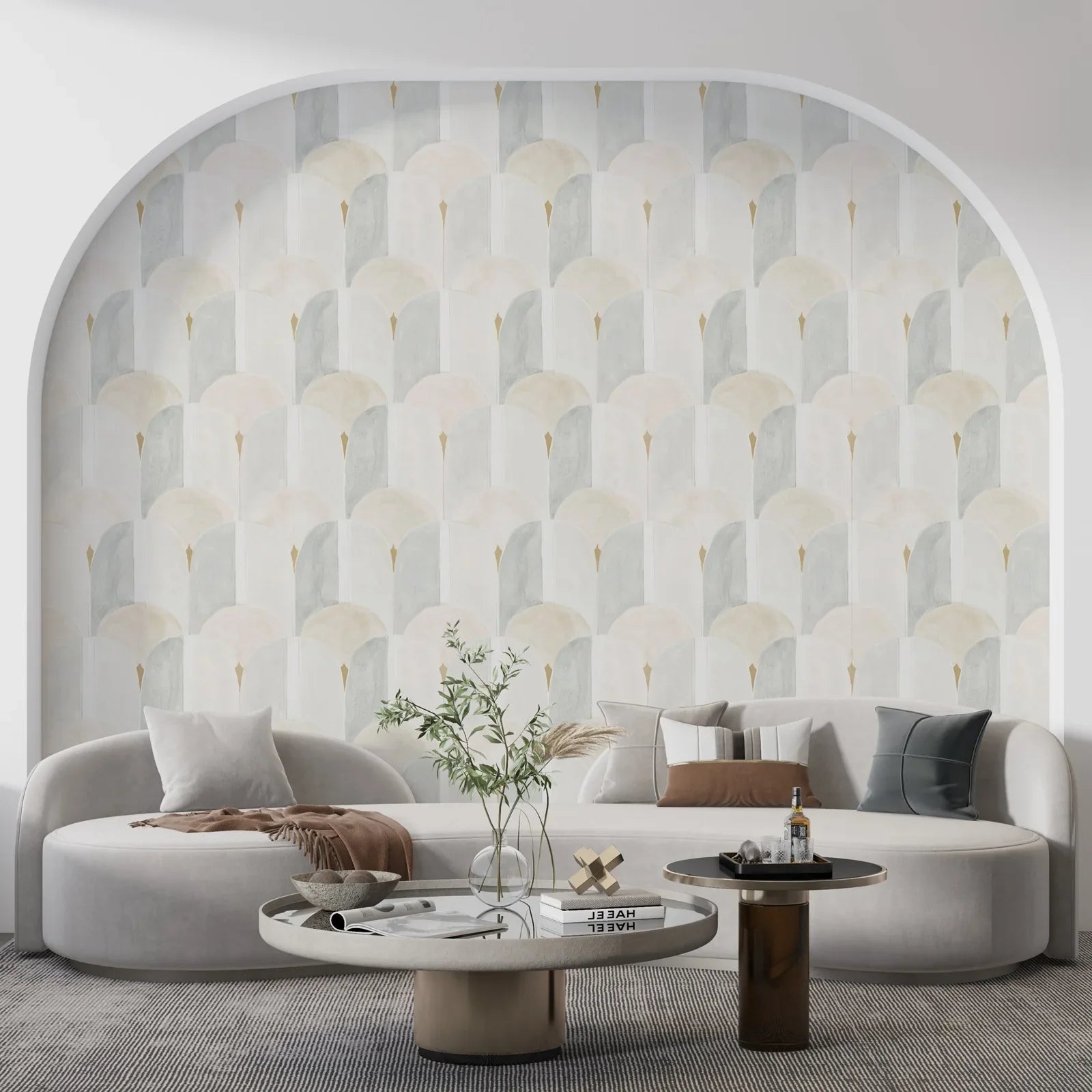 Geometrisch Behang Beige - Vlies / 50cm x 300cm