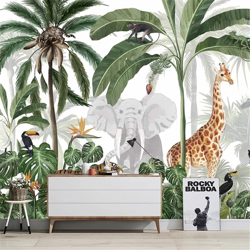 Jungle Behang Babykamer - 1 vierkante meter / mat canvas