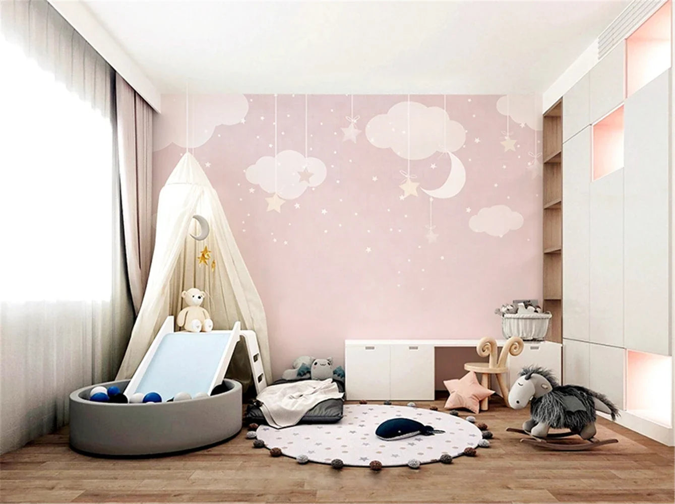 Wolken Behang Babykamer - 1 vierkante meter / 3D reliëf